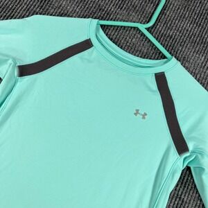 Under Armour Shirt Womens Small Teal Long Sleeve Cold Gear Fitted Active Gym